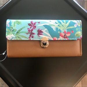 🆕 Faux Leather Tropical Floral Envelope Wallet